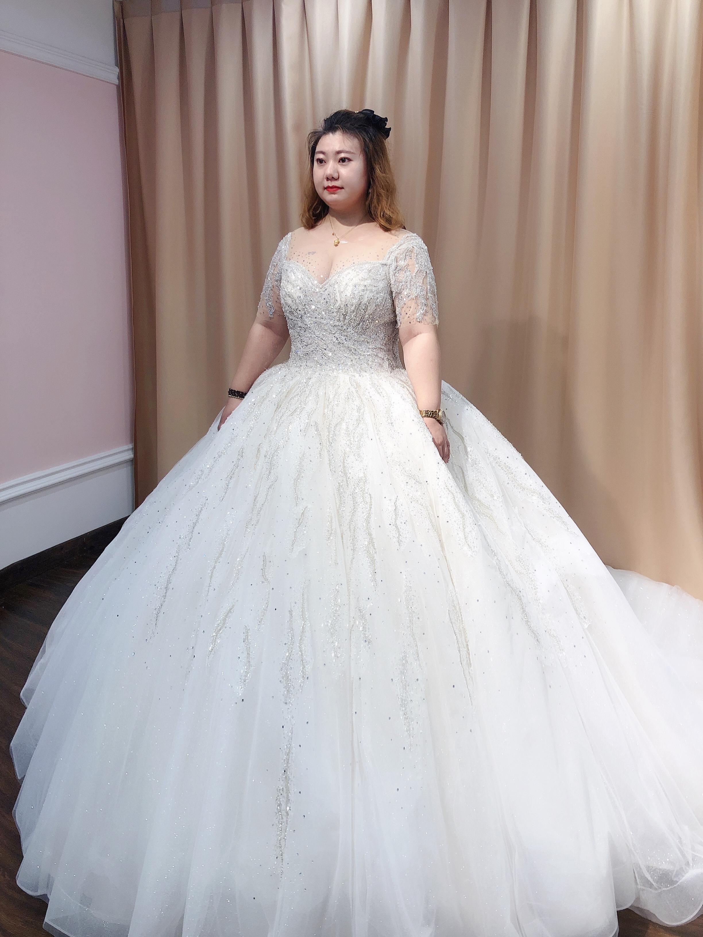 贵妃甄选大码加肥蓝色梦幻婚纱组合套系