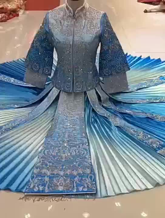 【限时特价】新款秀禾拖尾礼服3件套送精品新娘美甲