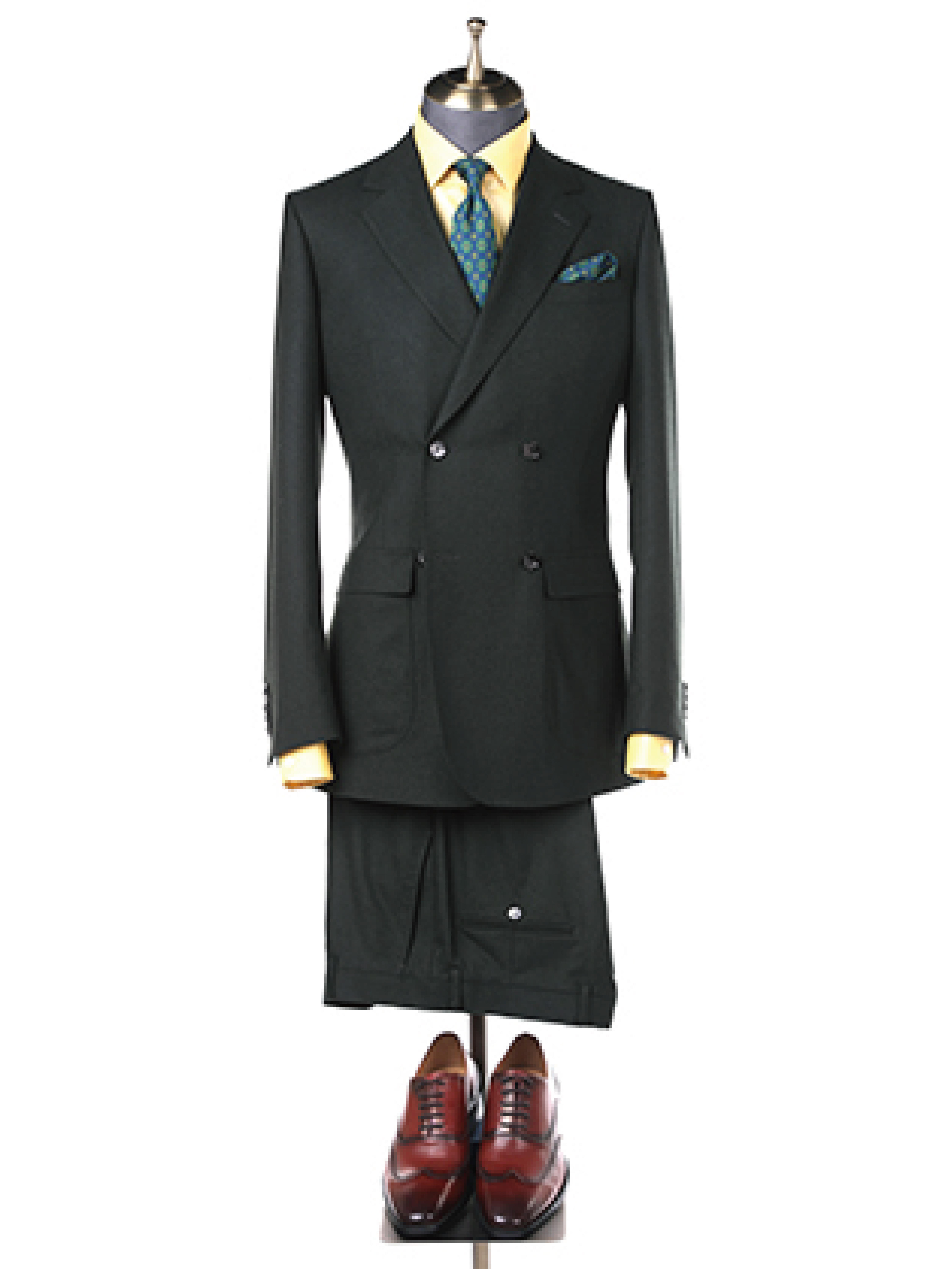 墨绿色经典双排扣西服定制套装