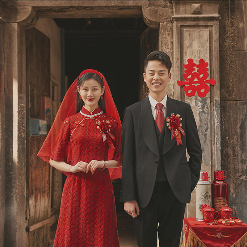 中式复古民国喜嫁风婚纱照作品欣赏