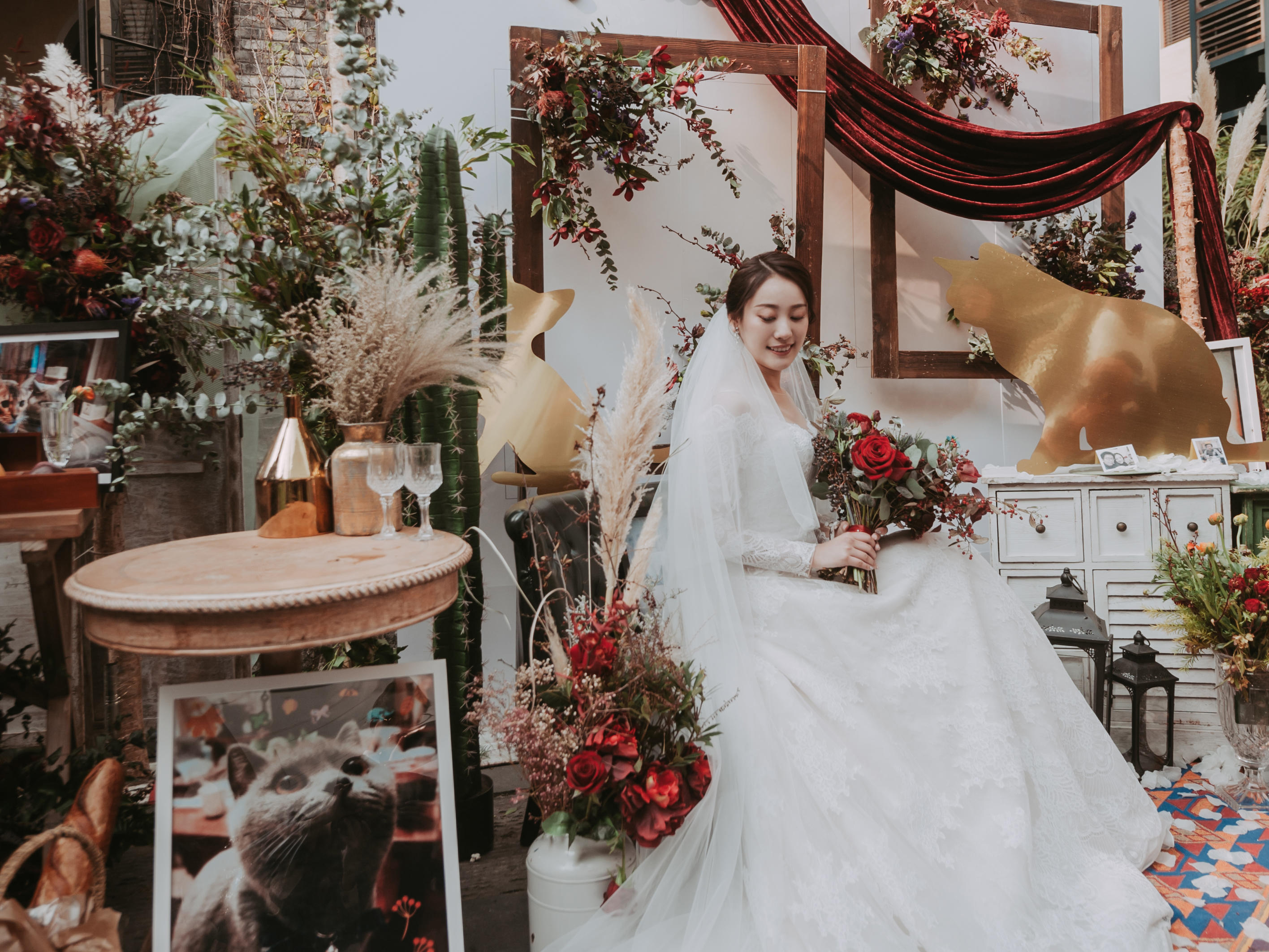 猫咪、复古蓝，一场精致的美式庄园婚礼