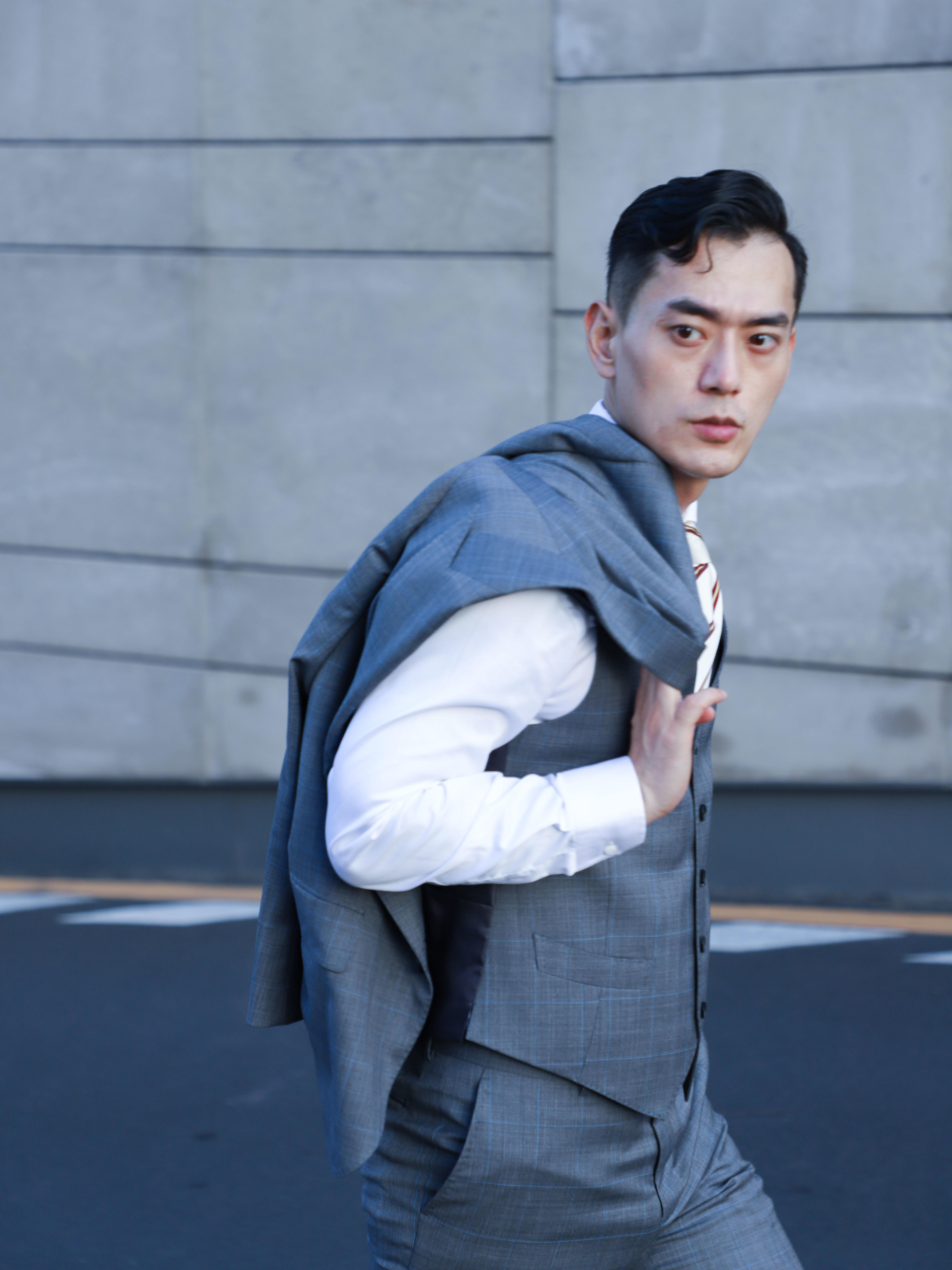 商务|婚礼灰色格纹西服租赁