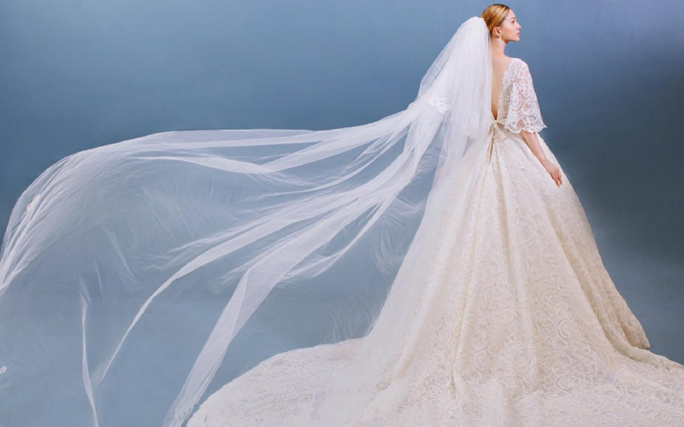 微微胖新娘福音~~一字肩闪闪华丽大拖尾