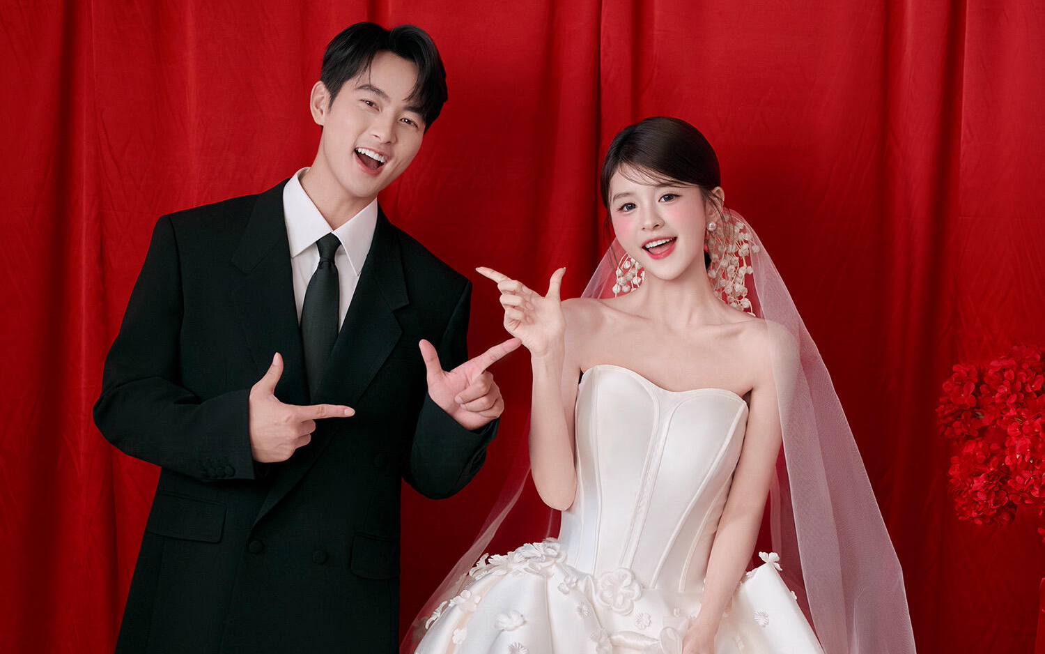 红丝绒婚纱照直接美到心巴上