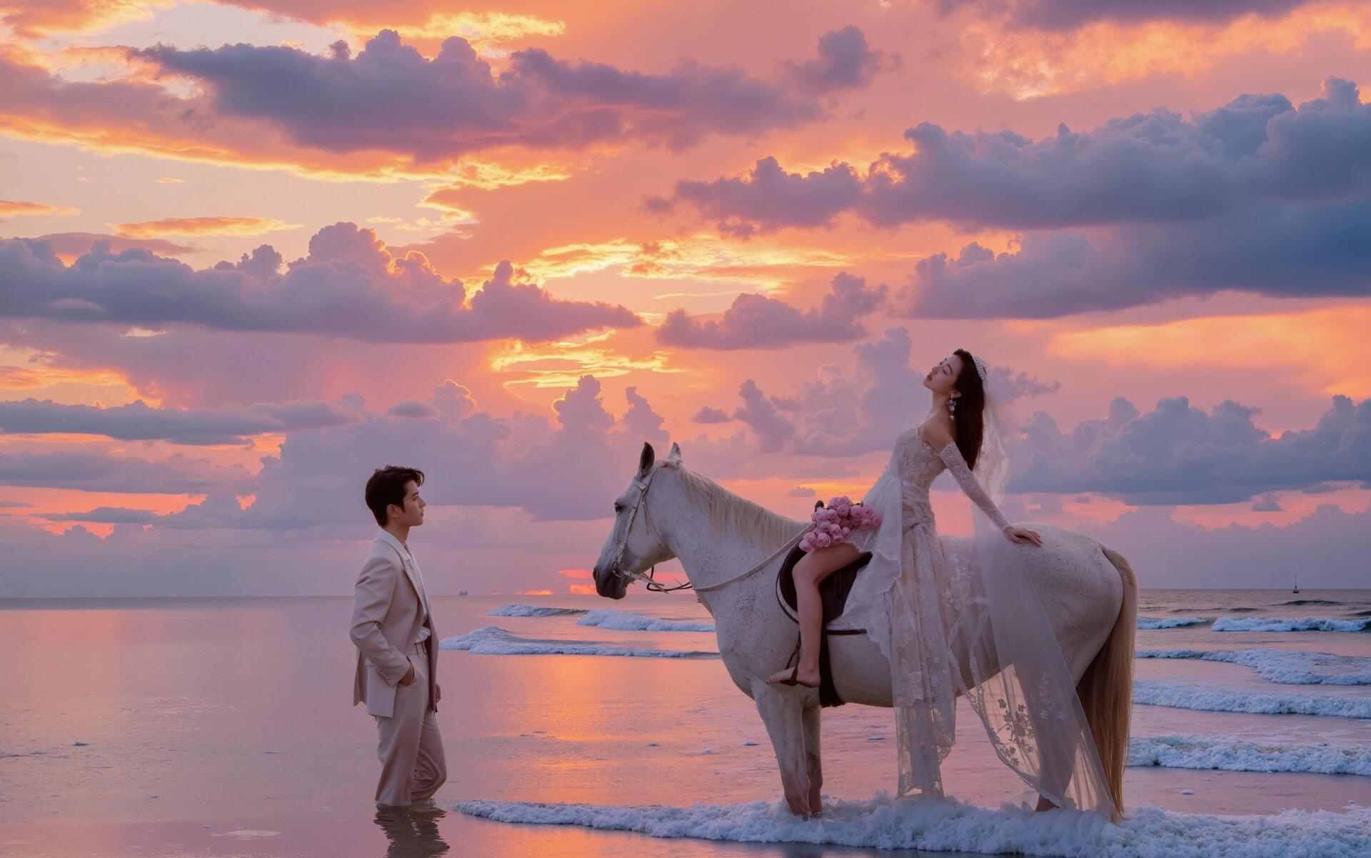 请欣赏夕阳与白马的浪漫情怀