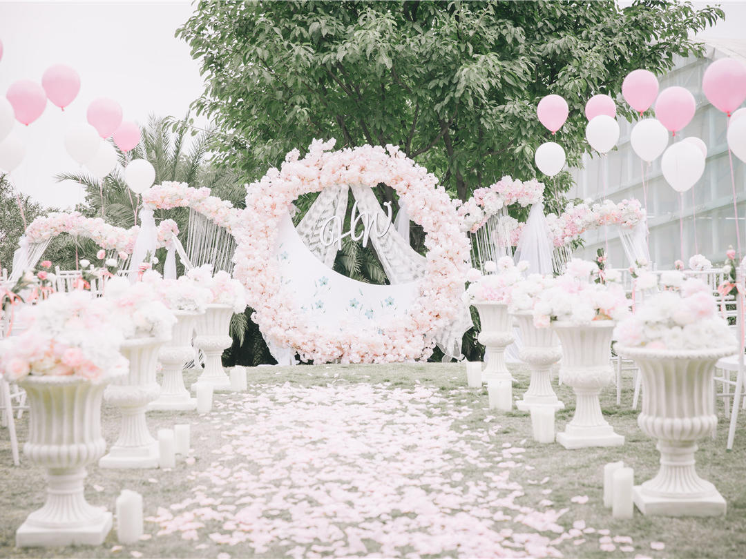 《皓雪》唯美马卡龙粉色户外婚礼