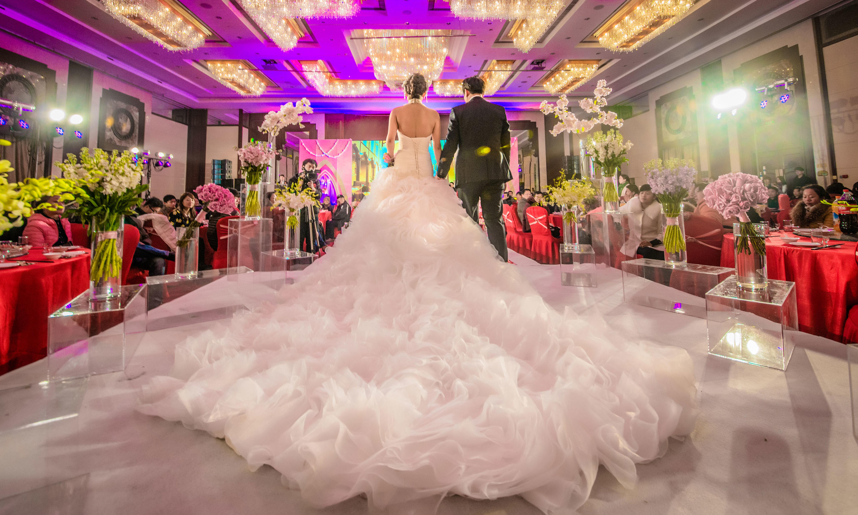 抹胸鱼尾款，手工褶皱玫瑰花下摆