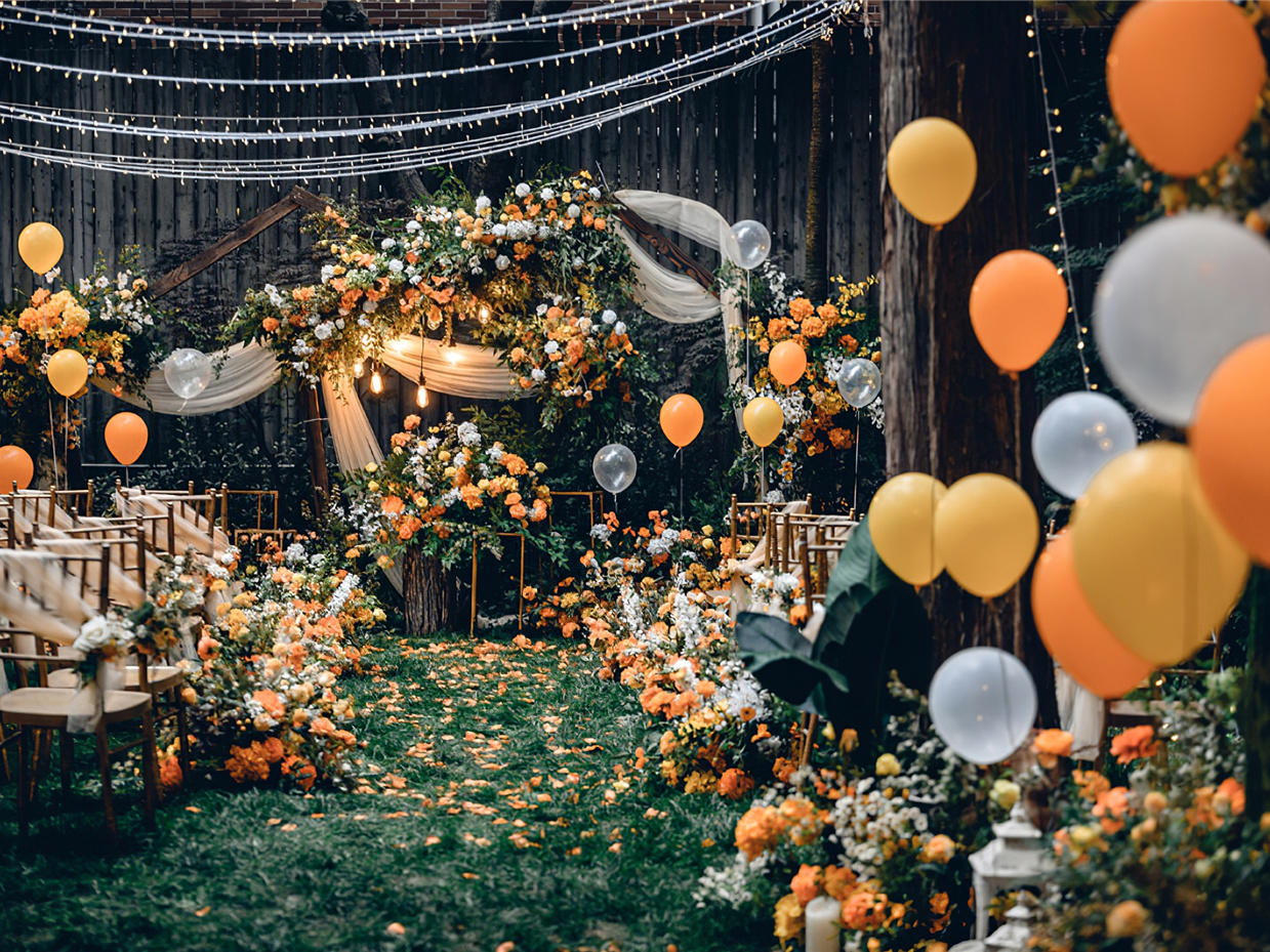 【梦园婚礼】小区空地 复古橙色婚礼