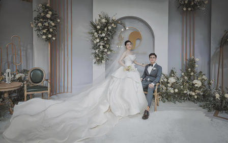 高定韩式大气白绿色系婚礼