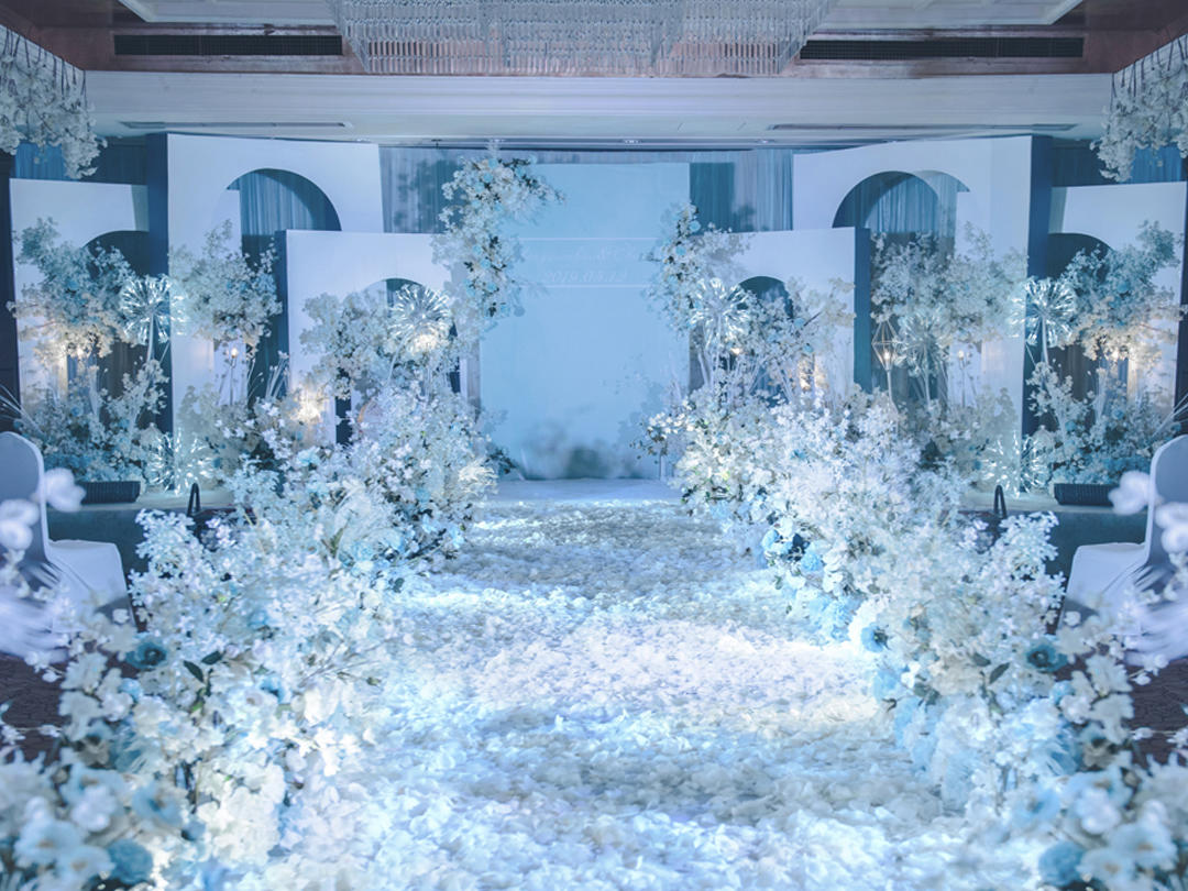 蓝白色小清新风格婚礼包含四大