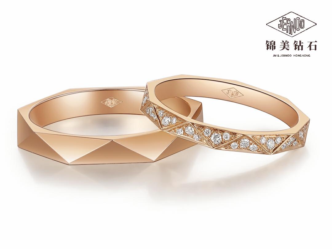 切割工艺情侣对戒男女结婚戒指18K金