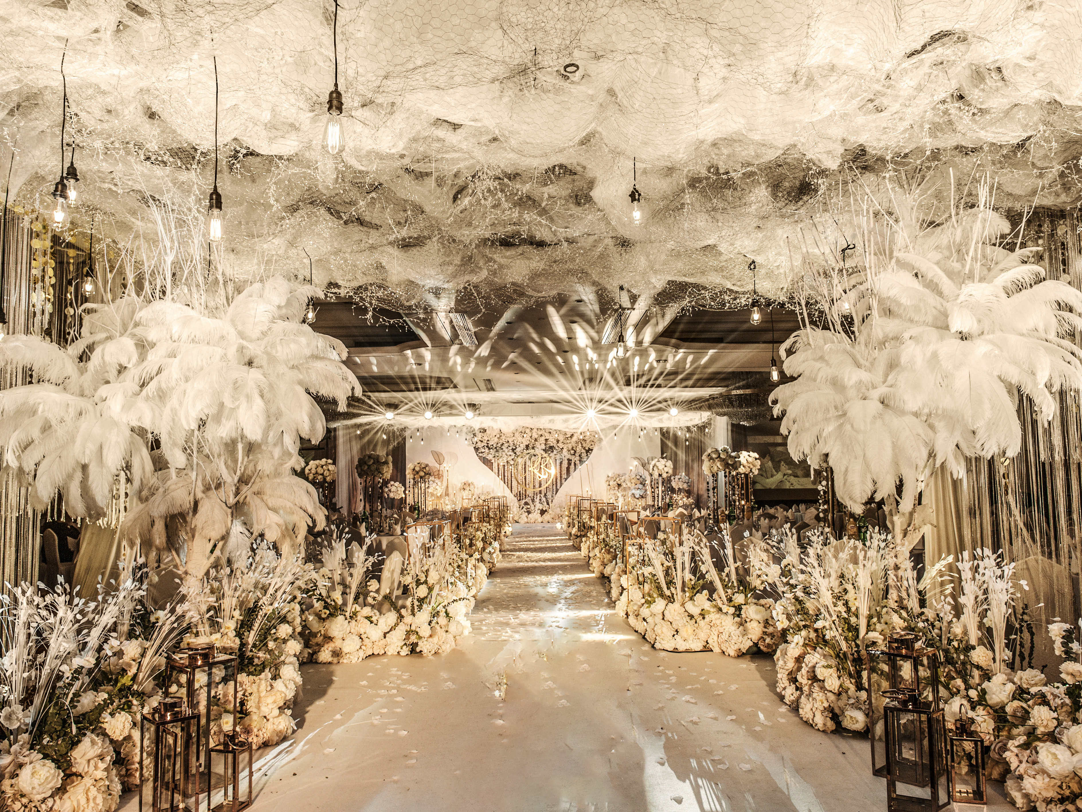 人气香槟色大气婚礼婚庆布置