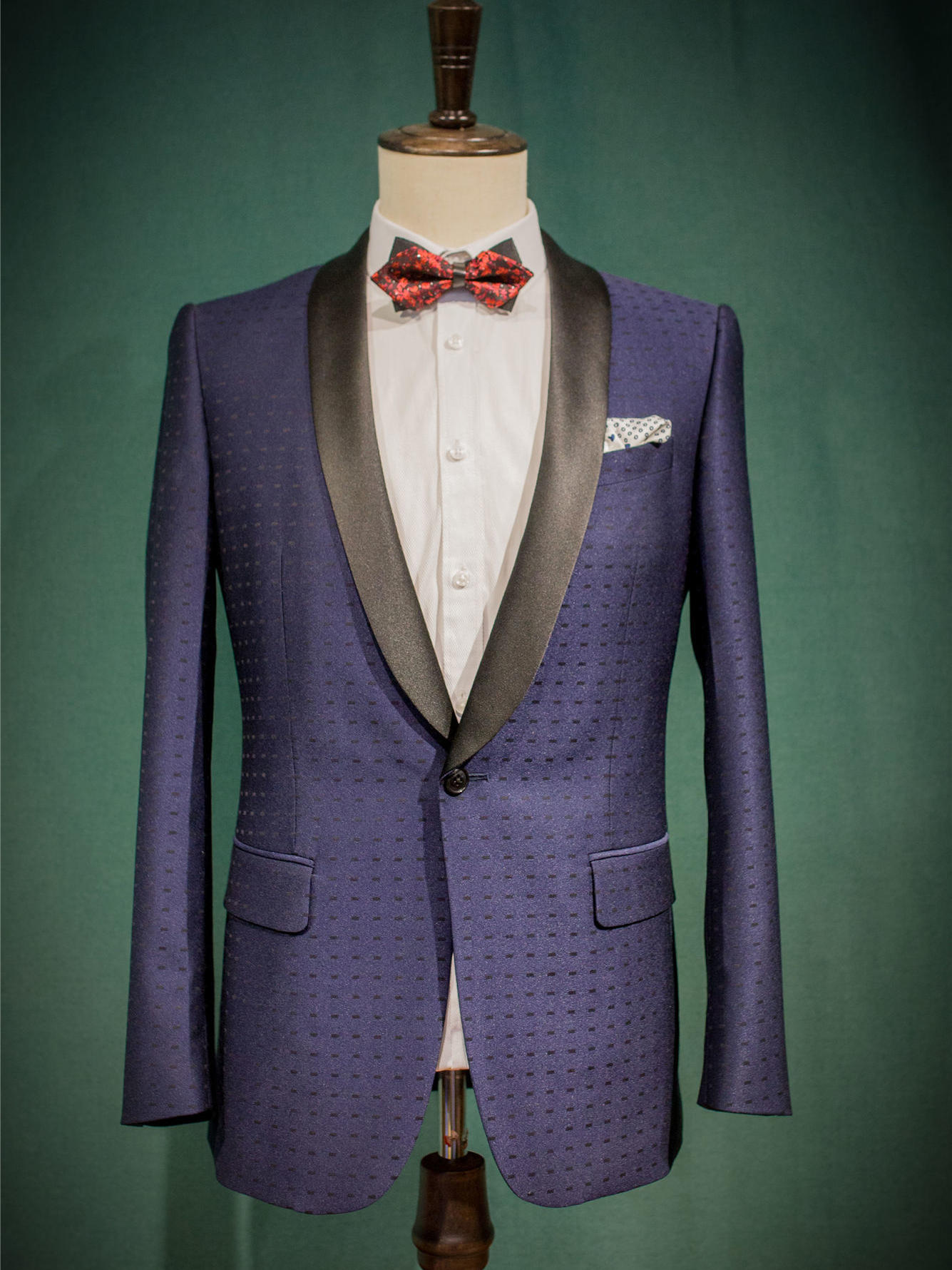 【绅仕西服定制】蓝色暗纹礼服套西