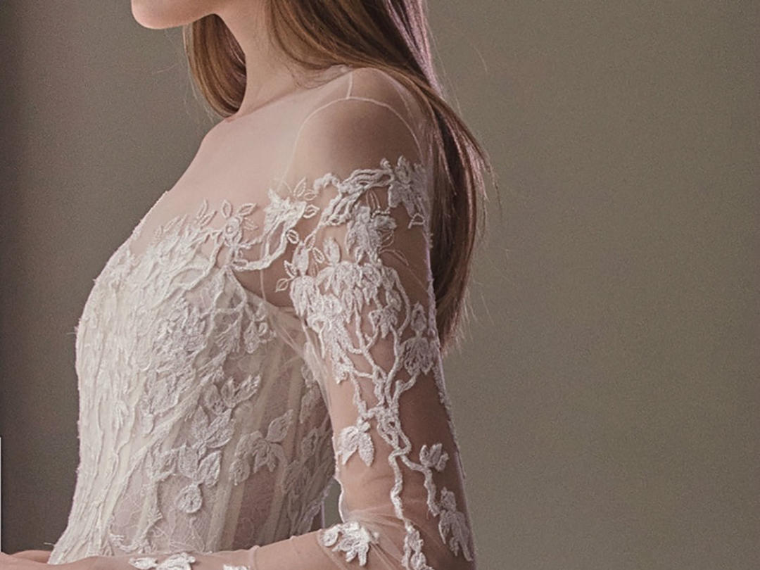 长沙天鹅婚纱礼服 欧美长袖甜美一字肩 定制轻婚纱