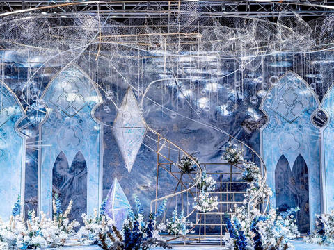 欧式蓝色水晶冰雪繁花大气婚礼