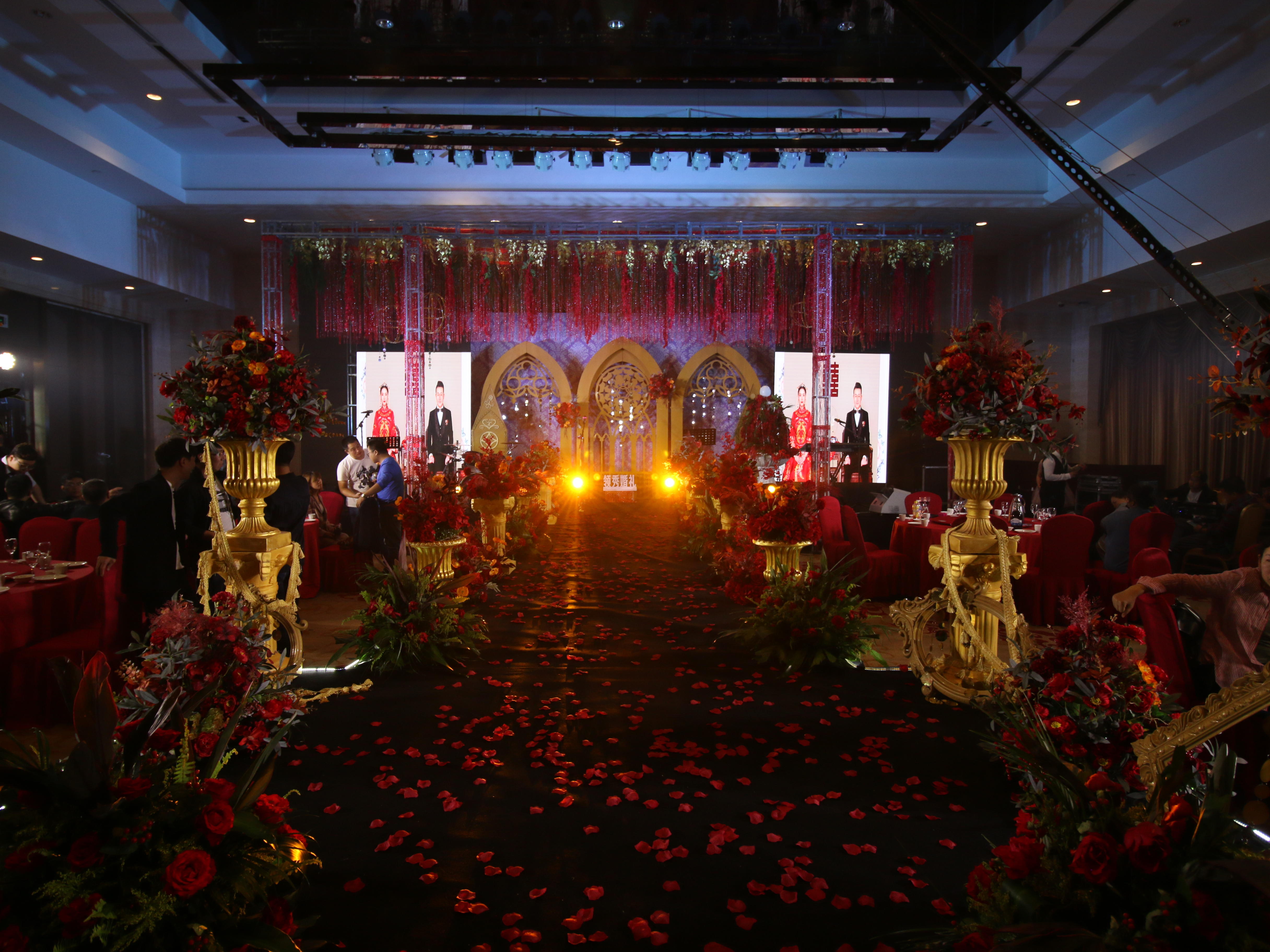 安阳迎宾馆酒店黑红金色系主题婚礼