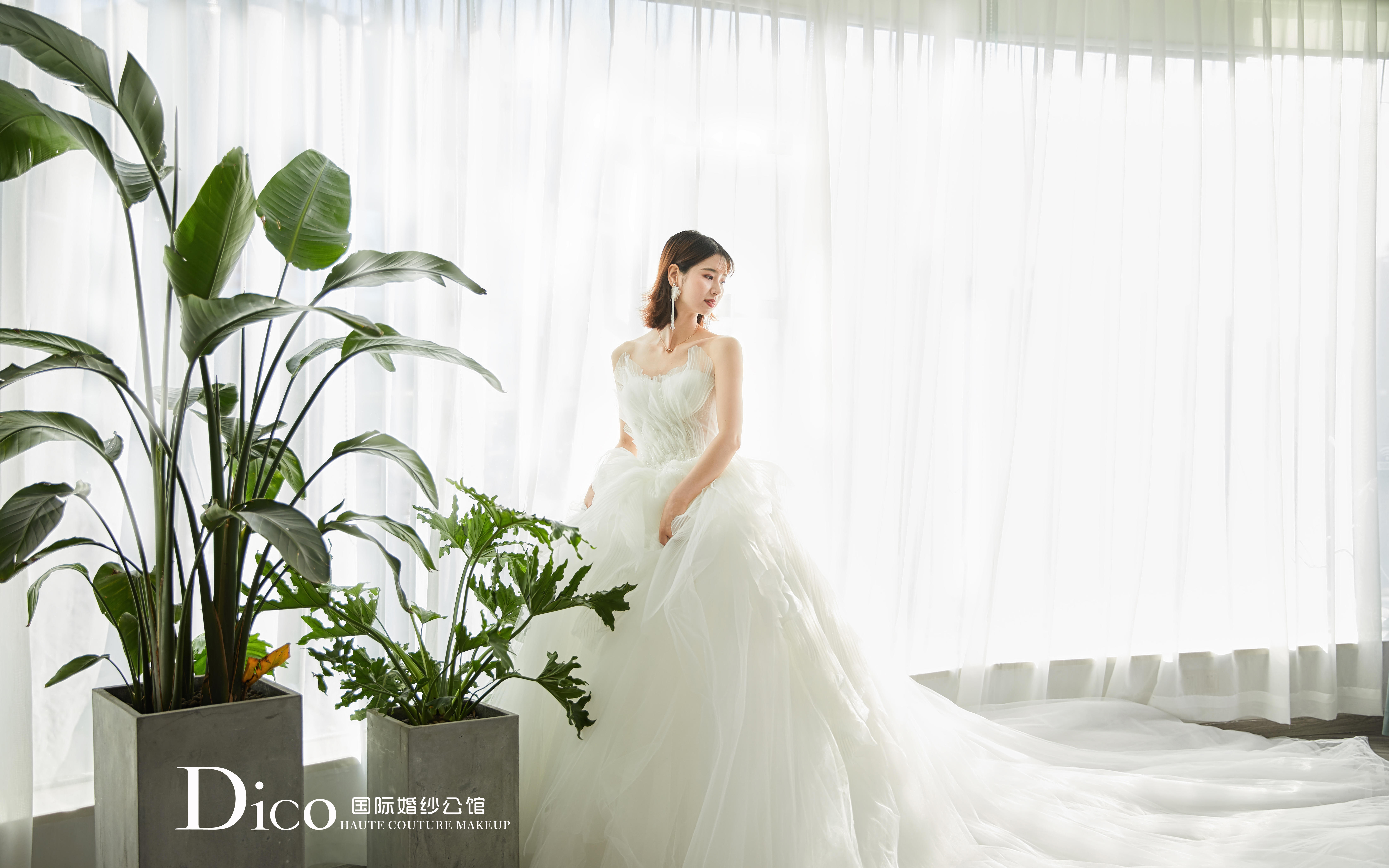 Dico韩式轻纱款大拖婚纱-贝壳