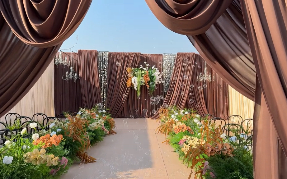 小预算农村美拉德色系婚礼布置