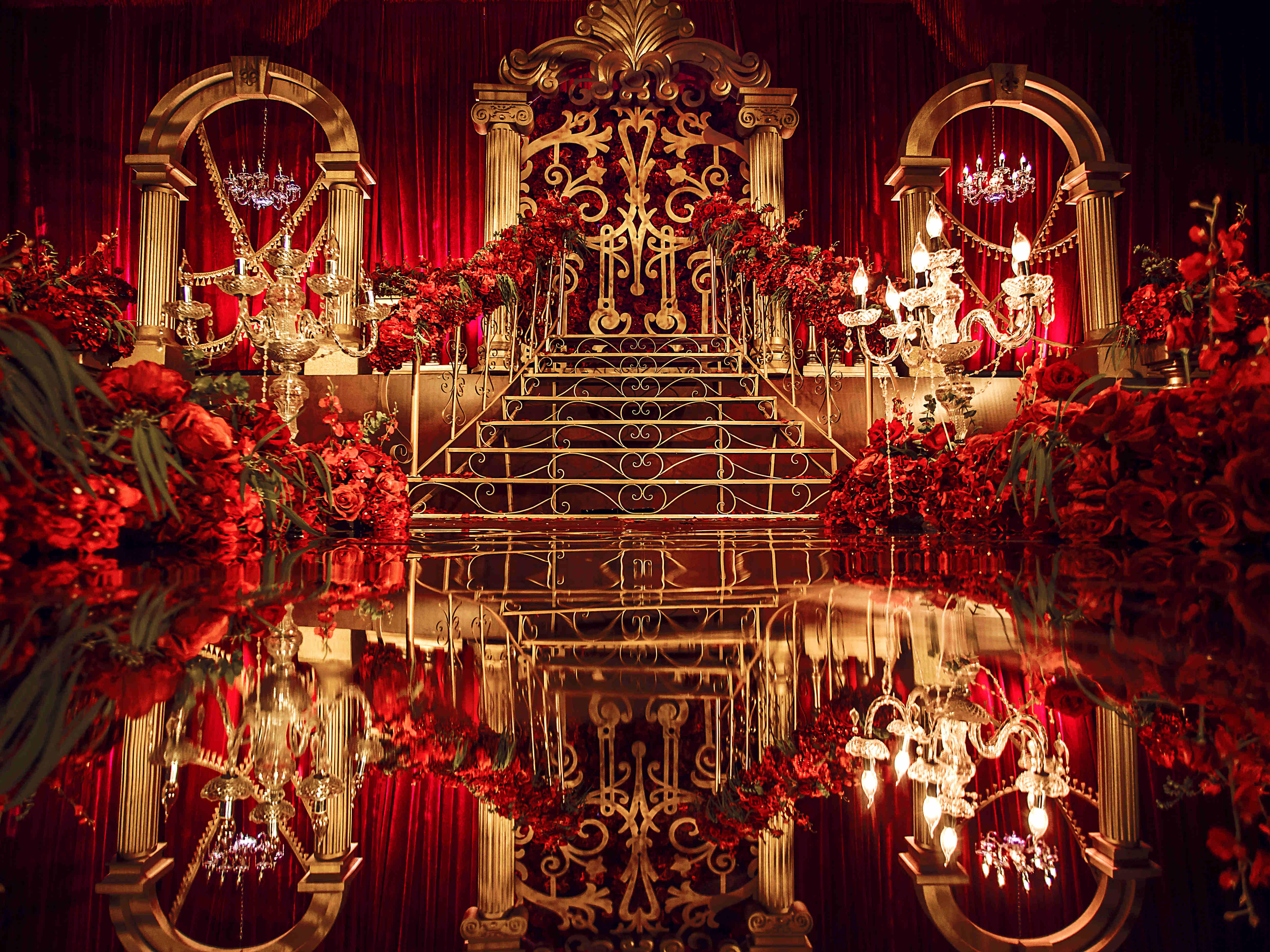 红金欧式婚礼大气高贵兰泽宴会设计