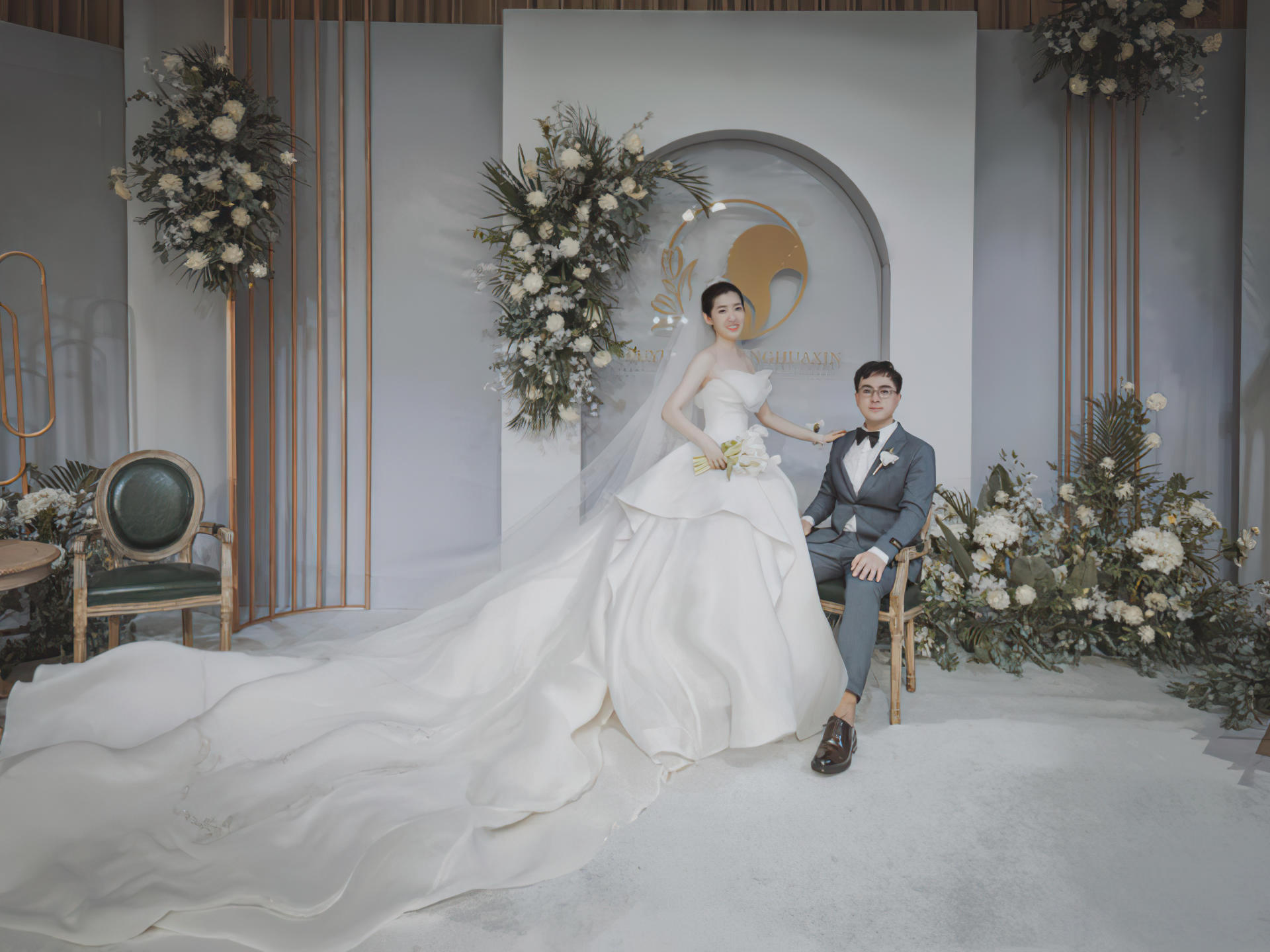 高定韩式大气白绿色系婚礼