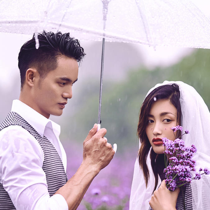 【紫雨年华】情深雨朦花衬美人 花海意境故事婚纱照