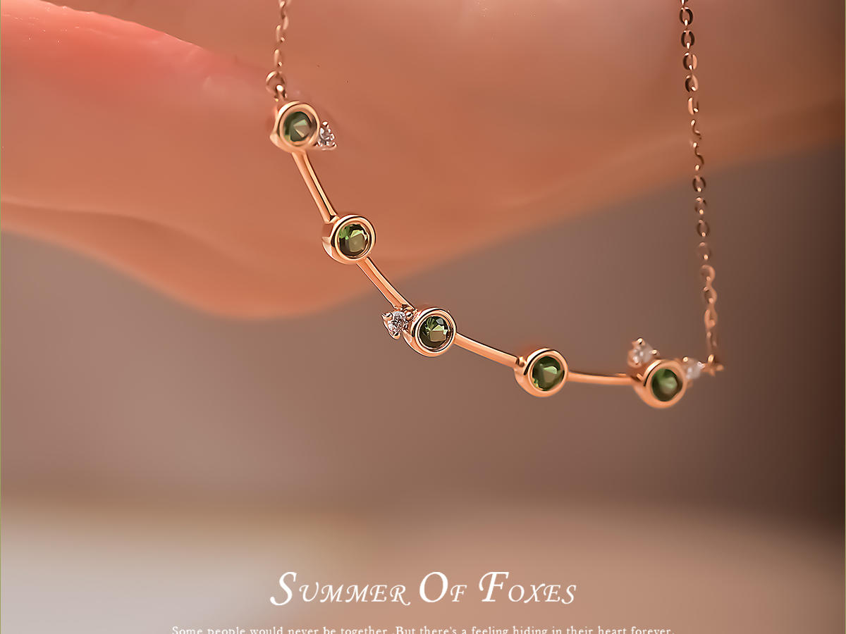 狐狸的夏天「绿缘」18K石榴石金锁骨链|生日礼物