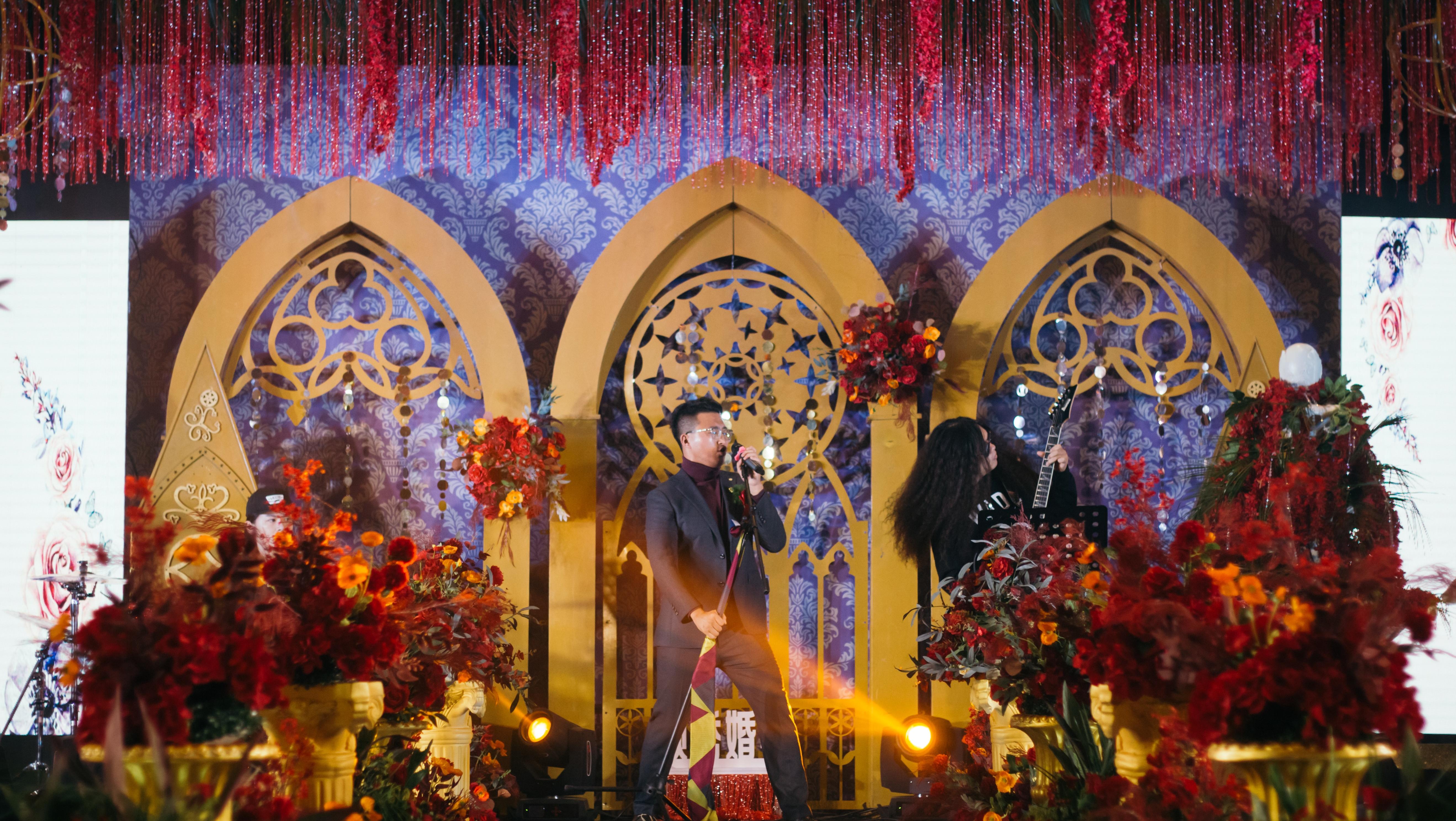 安阳迎宾馆酒店黑红金色系主题婚礼