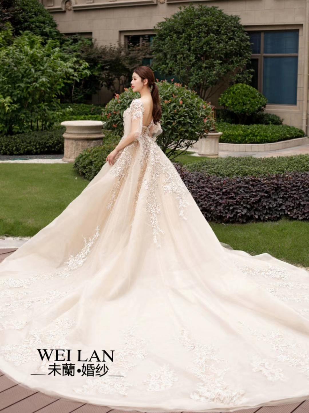 【未蘭婚纱】手工钉珠大拖尾婚纱