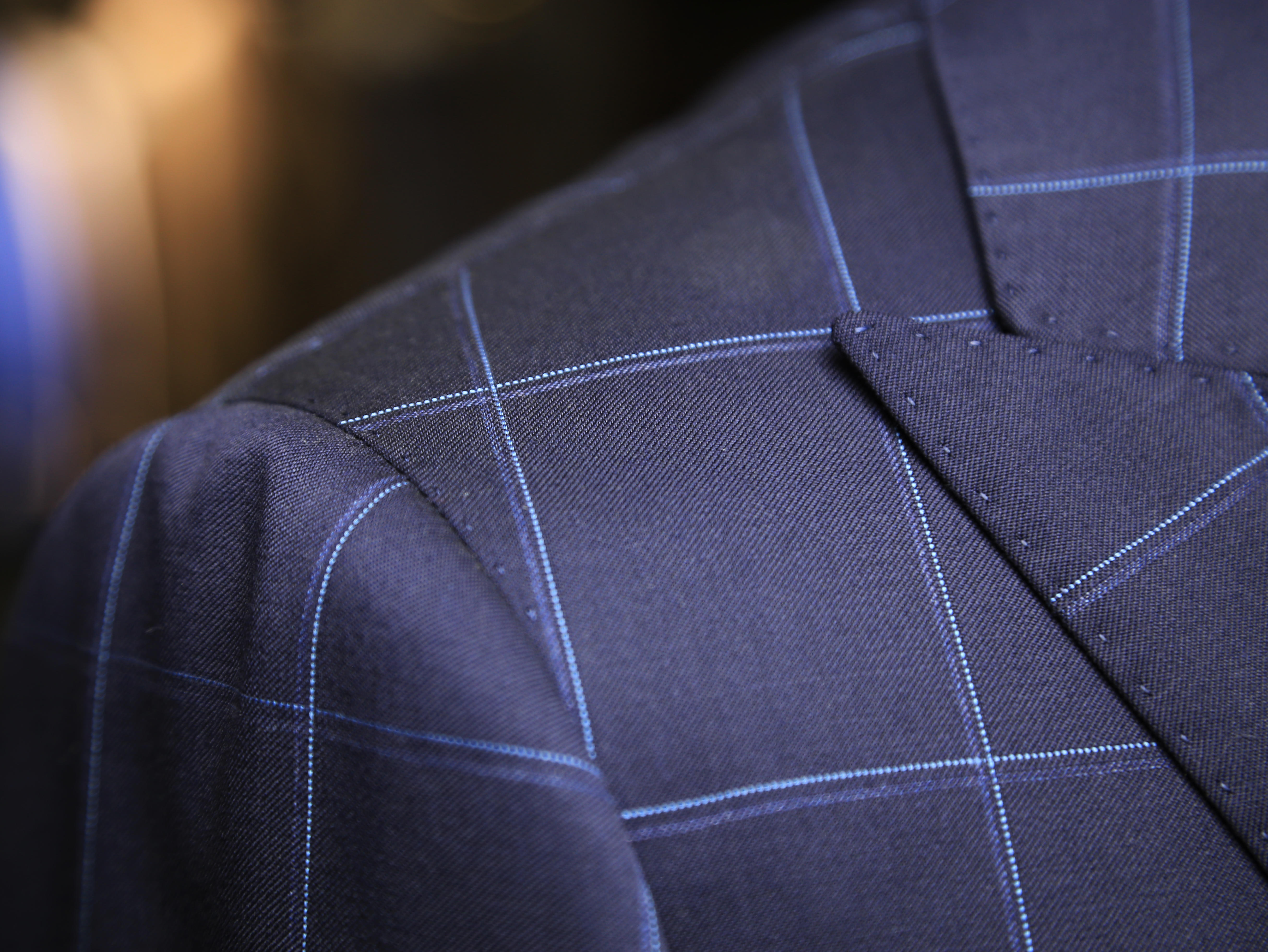 【风尚系列】绅士经典藏蓝窗格套西