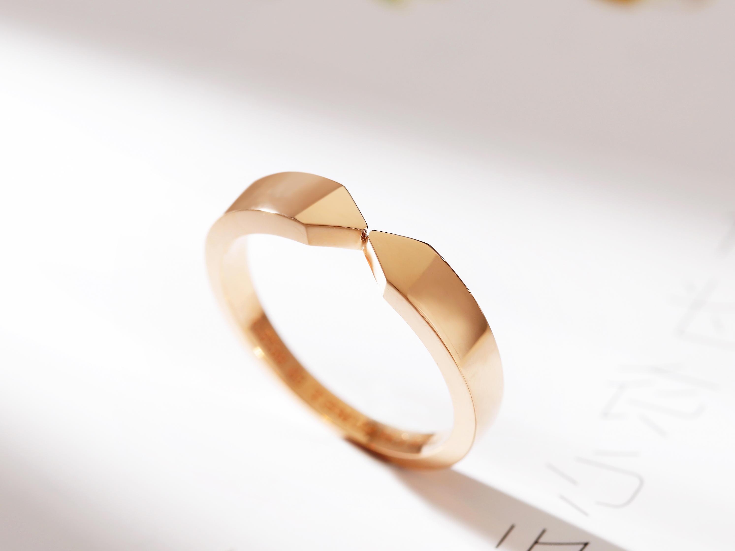  经典尚美戒指plume结婚对戒18K玫瑰金白金