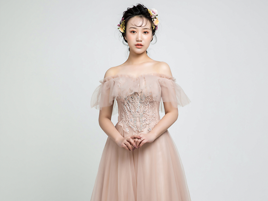 【VANSTAR】柔情脏粉色少女心A摆礼服