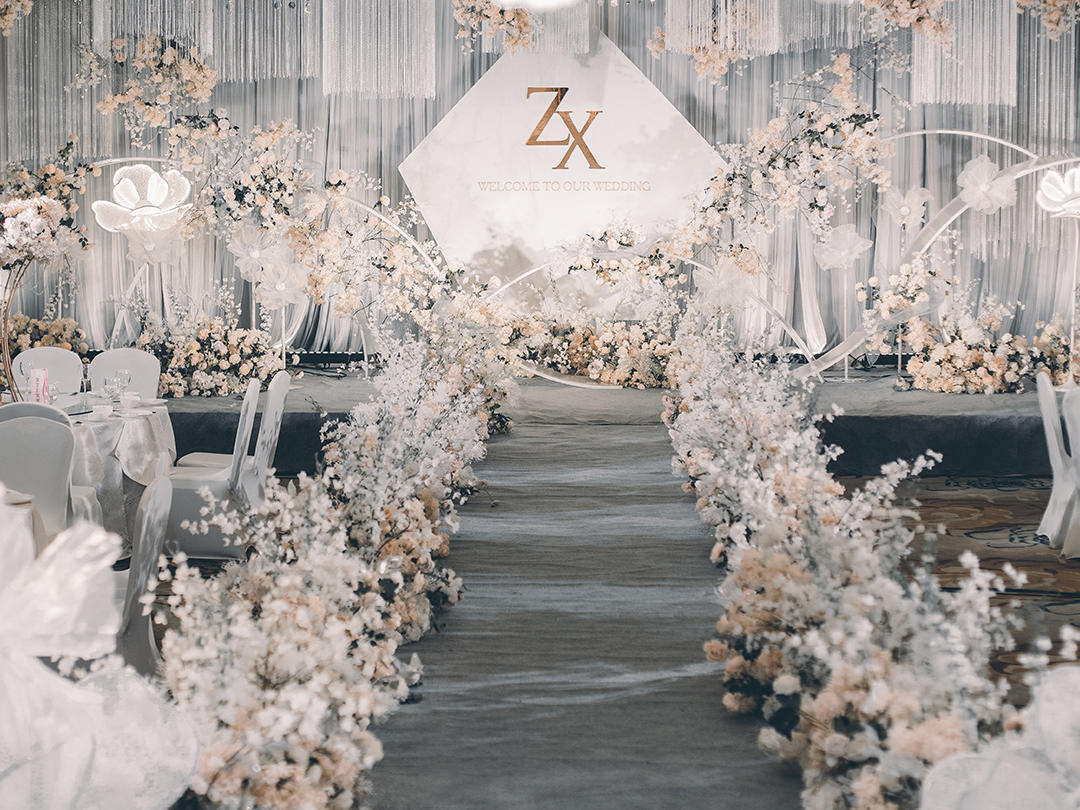 【际遇】灰白色时尚风格婚宴布置婚礼策划 