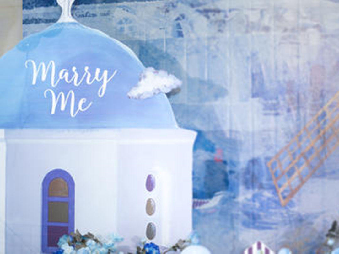 圣托里尼风蓝色海洋风小清新小场地精致婚礼