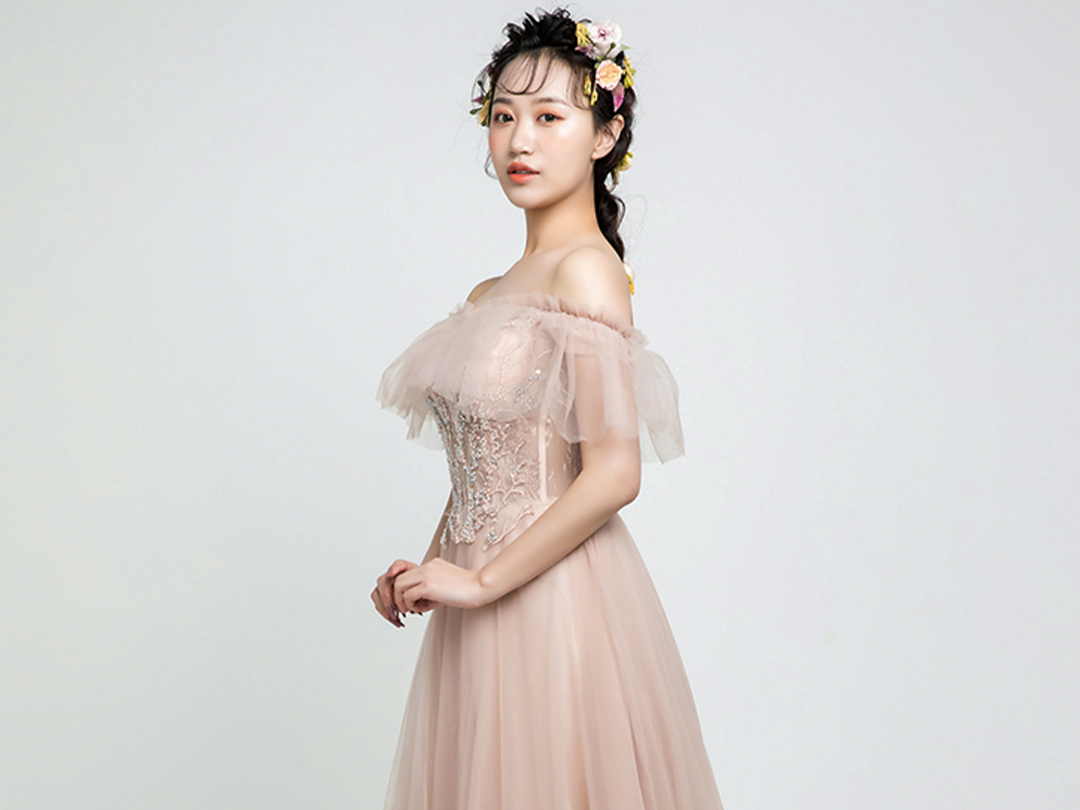 【VANSTAR】柔情脏粉色少女心A摆礼服