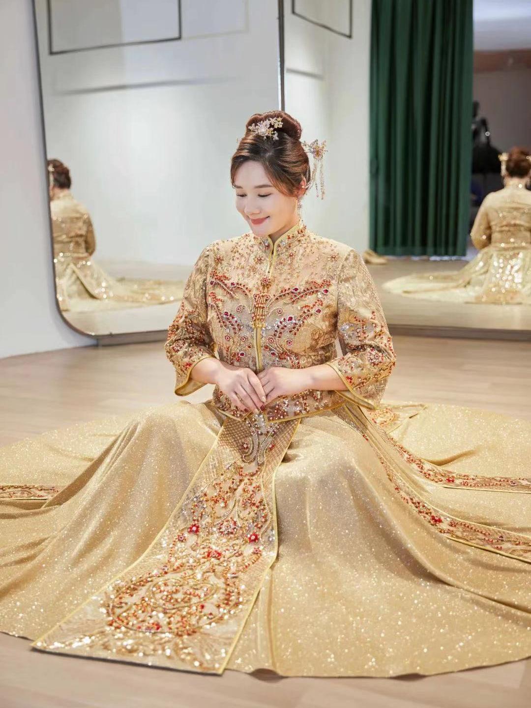 贵妃甄选大码加肥蓝色梦幻婚纱组合套系