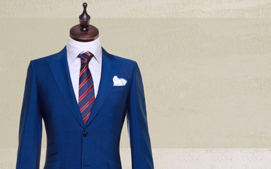 蓝色系戗驳领一粒扣男士西服