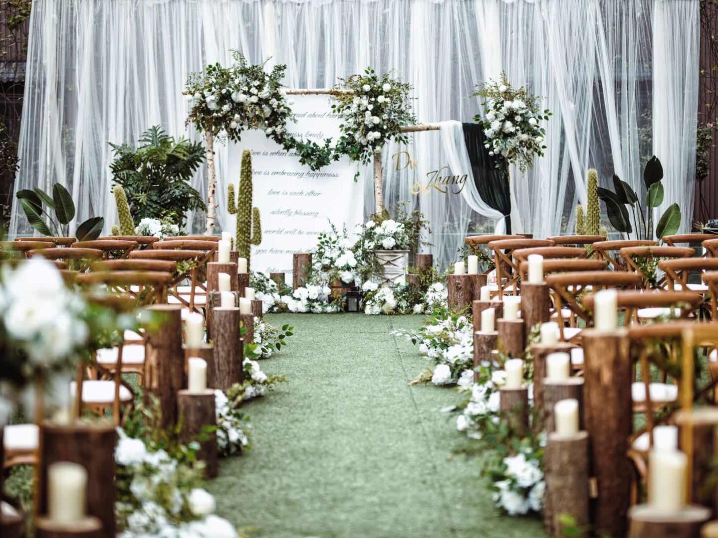 【安格婚礼】户外婚礼 白绿原木系小型婚礼