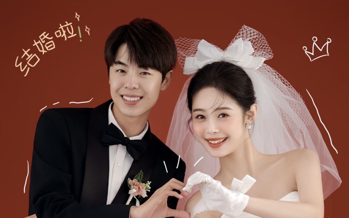 喜嫁風(fēng)紅底婚紗照