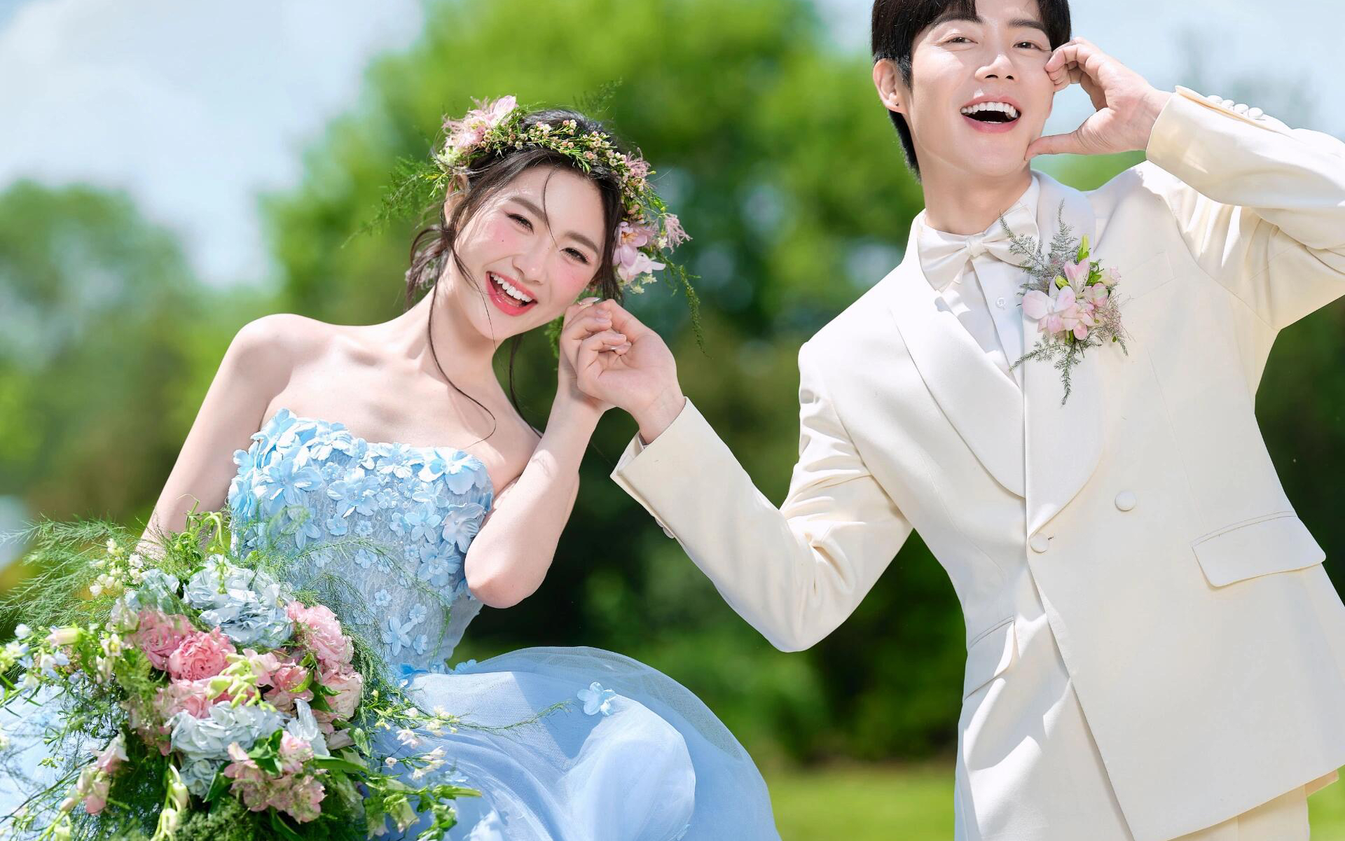 森系草坪婚纱照❤真的好爱我的森系婚纱照 