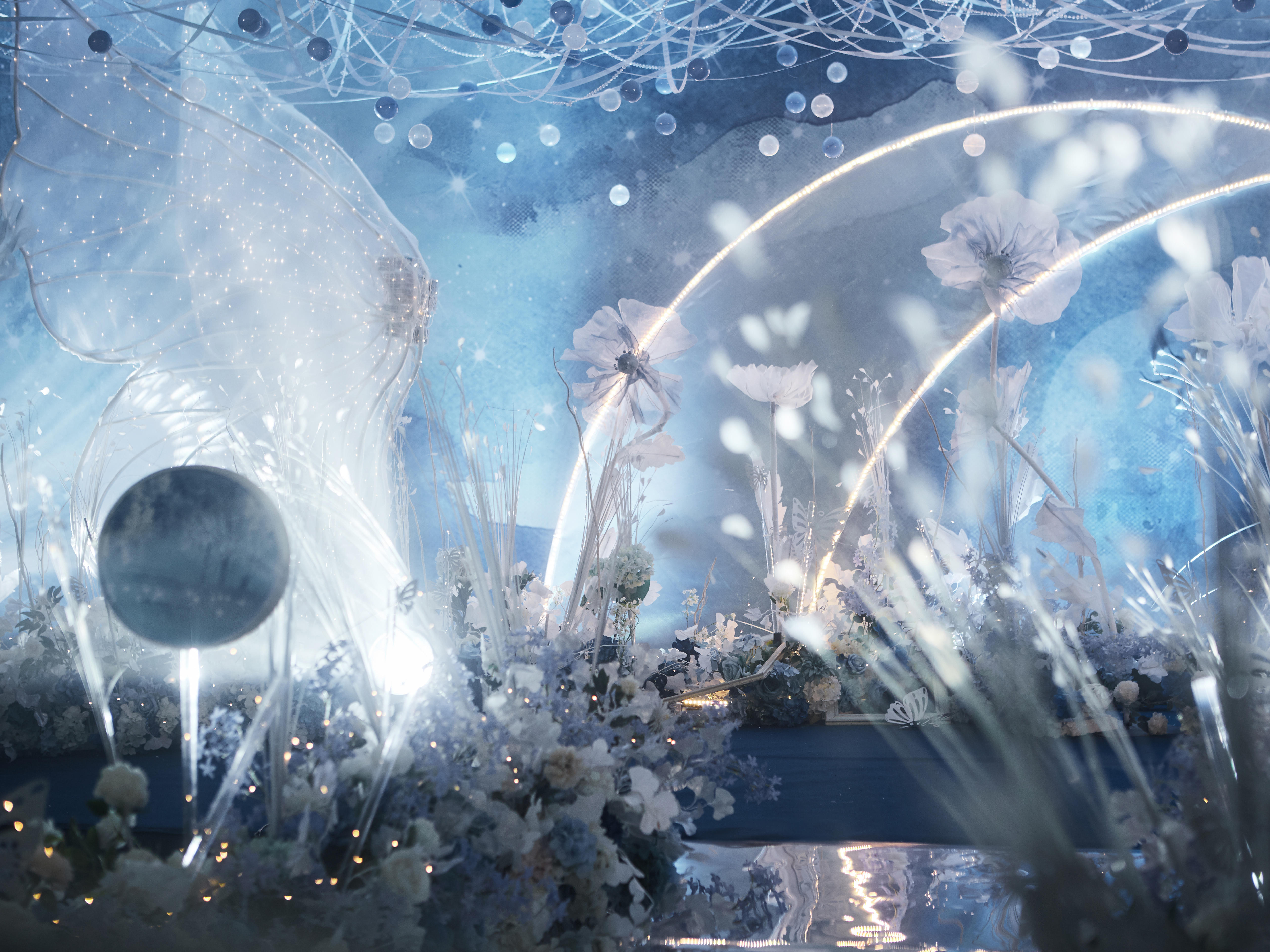 【惊叹婚礼】梦幻白蓝ins蝴蝶翅膀唯美少女心婚礼