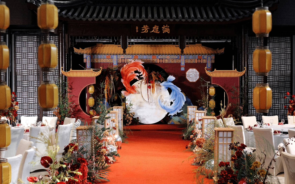 传统红色锦鲤中式婚礼