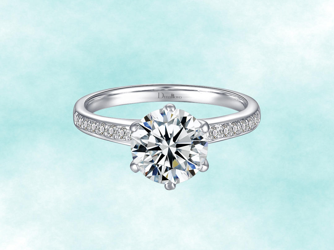 【人气挚选】正品白金/六爪群镶/天然钻石戒指