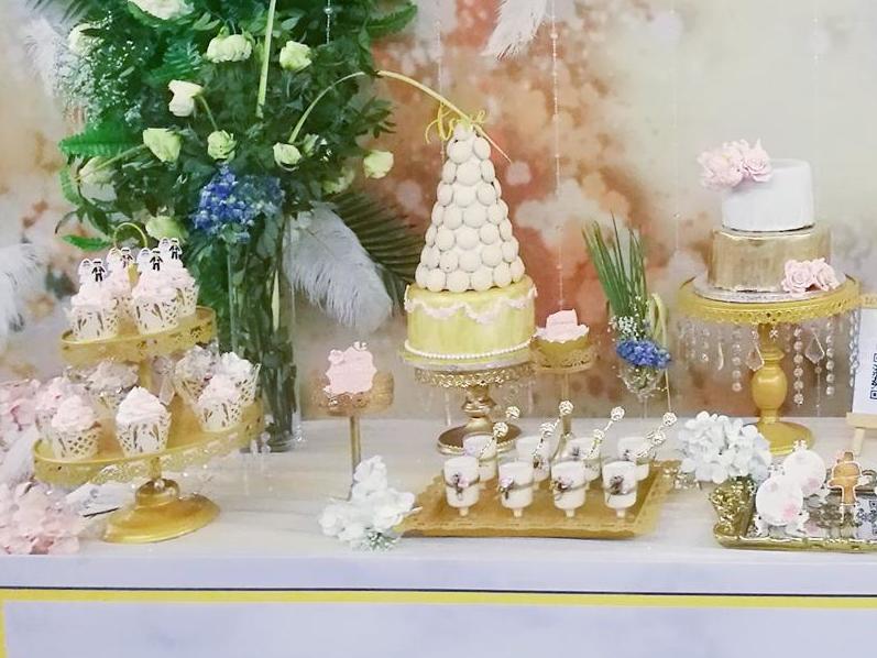 婚礼甜品台淡雅粉金系甜品台蛋糕重庆同城元小槿烘焙
