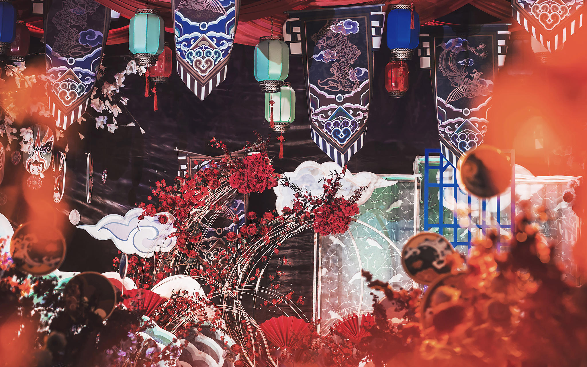 红色中国风婚礼一往情深深几许，深山夕照深秋雨