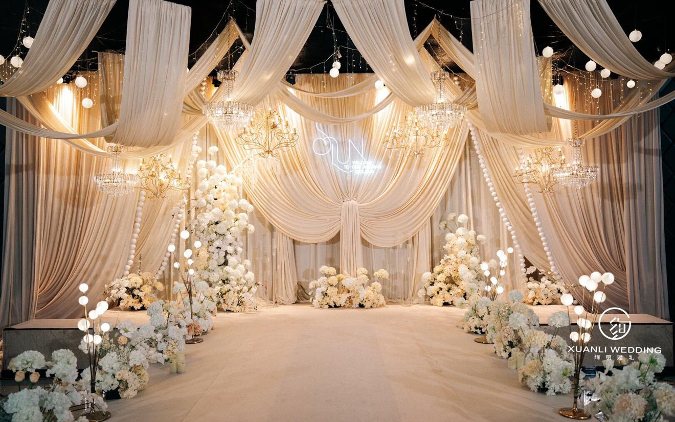 温柔感的香槟色布幔婚礼｜韩式婚礼