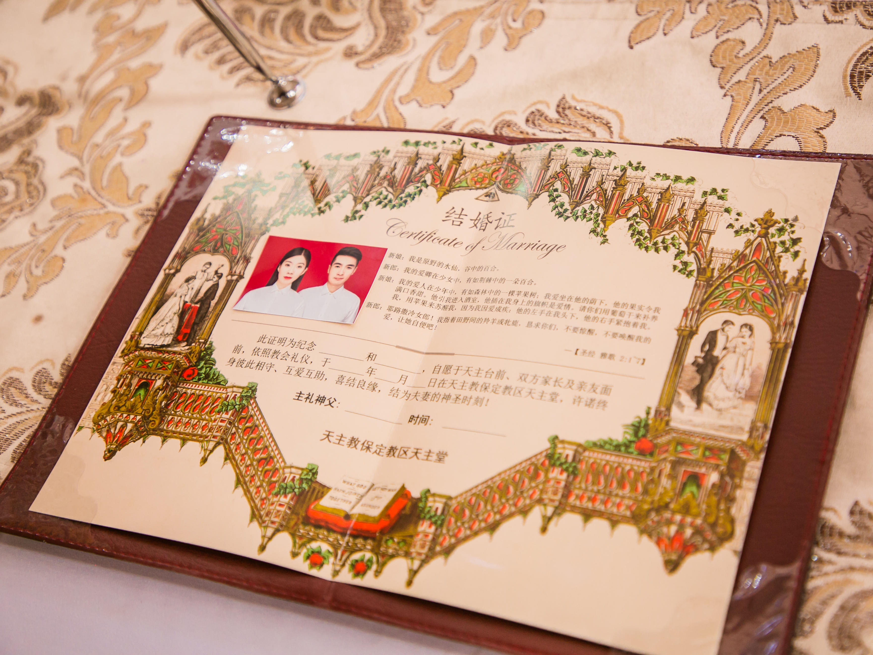 保定天主教堂婚礼—爱的真谛套系，送水中取戒仪式