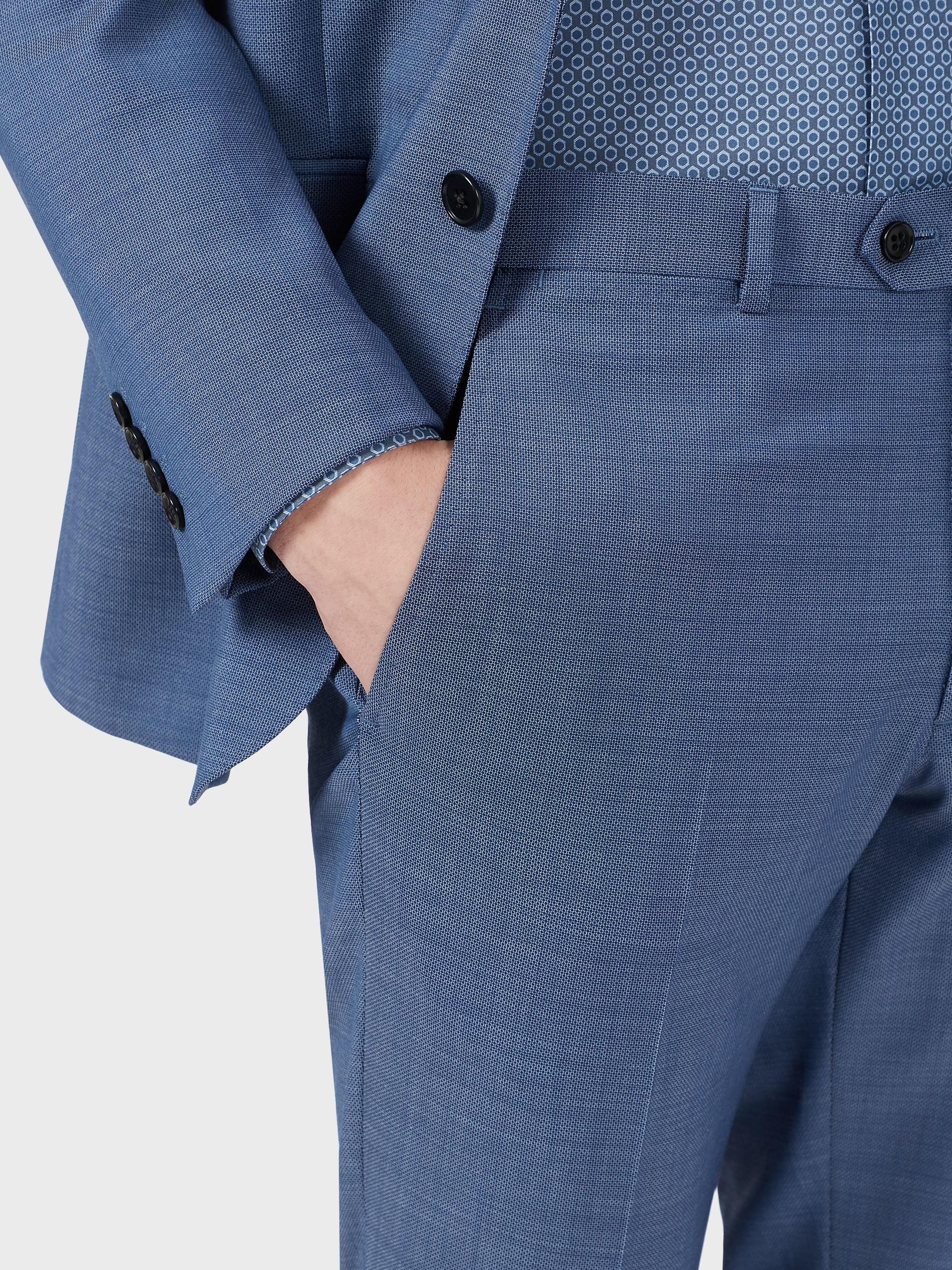 定制阿玛尼同款藏蓝色梭织纹西装