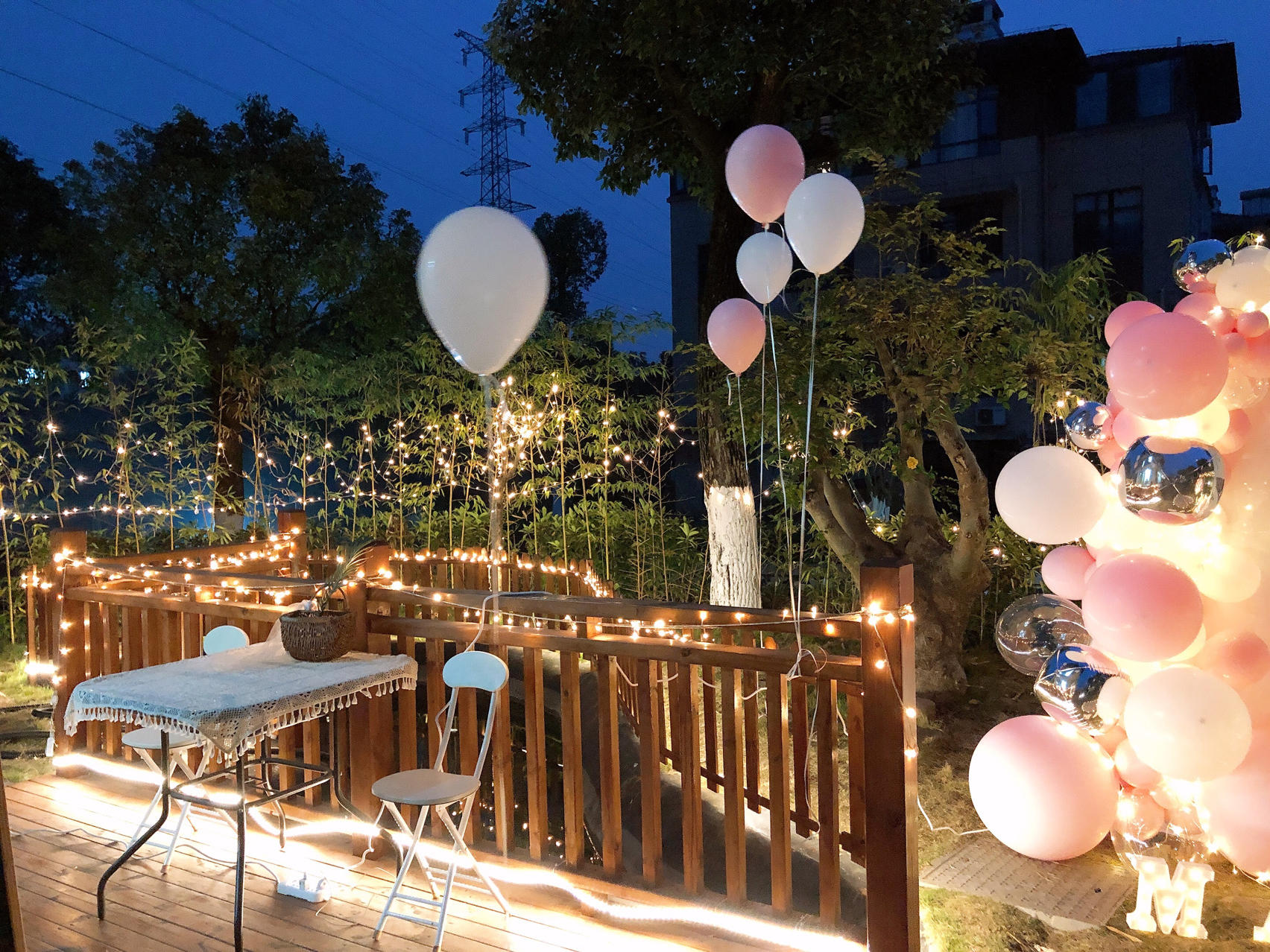 优比婚礼|白粉色渐变爱心求婚套餐