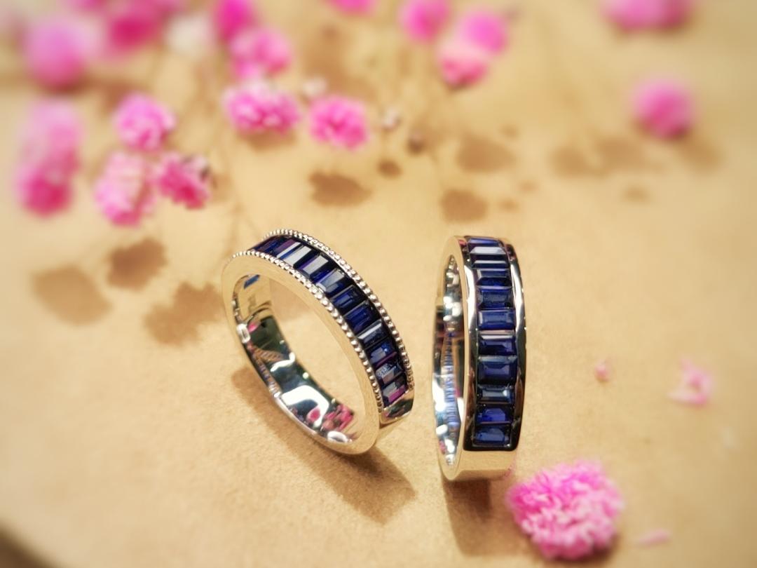 自然之美通用款蓝宝石对戒