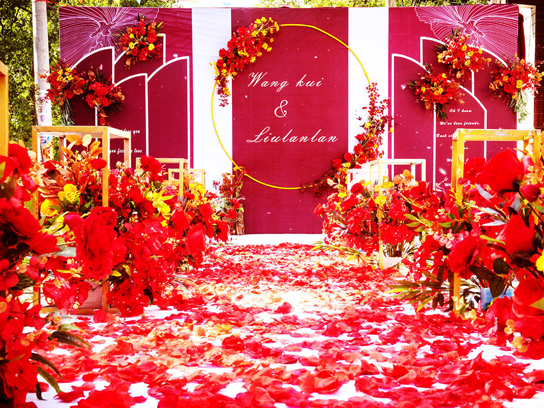 农村庭院复古红色西式婚礼·周口爱润婚礼